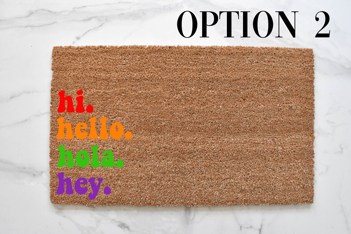 Hi Hello Hola Hey Doormat Cute Doormat Mat Outdoor Etsy