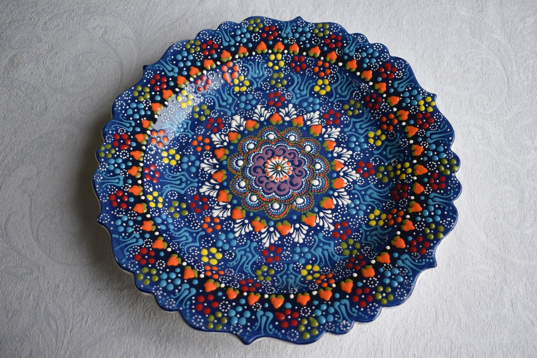 Blue Ceramic Platter, Large Serving Plate or Decorative Wall Art Etsy