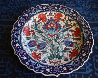 Turkish Ceramic Platter, large serving plate with Iznik design