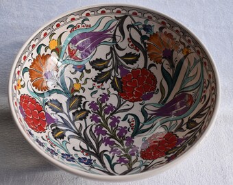 Springtime Floral ceramic bowl, DISCOUNTED,  large serving bowl with Iznik design