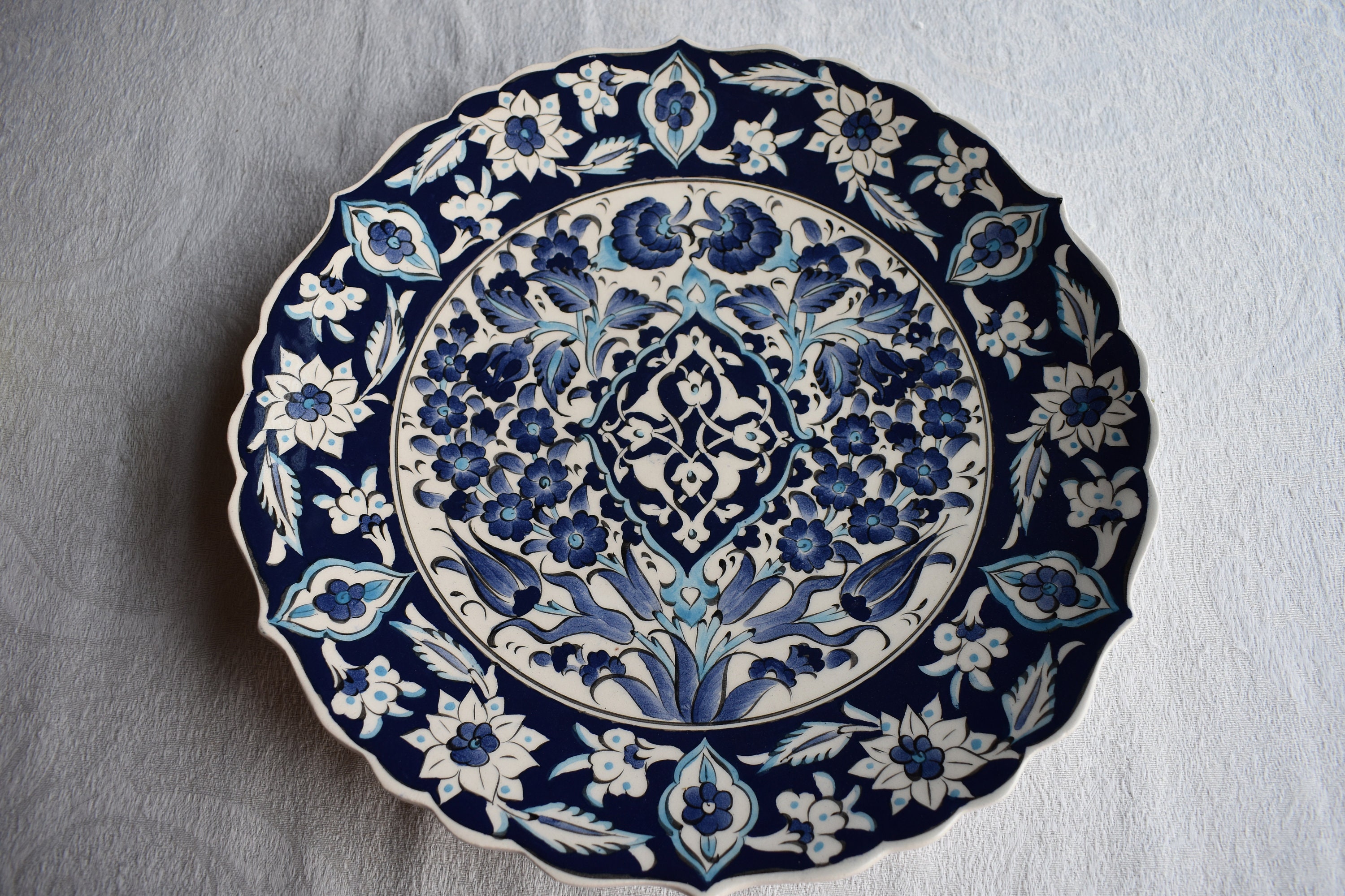 Blue and White Serving Platter large Iznik plate with a wide Etsy