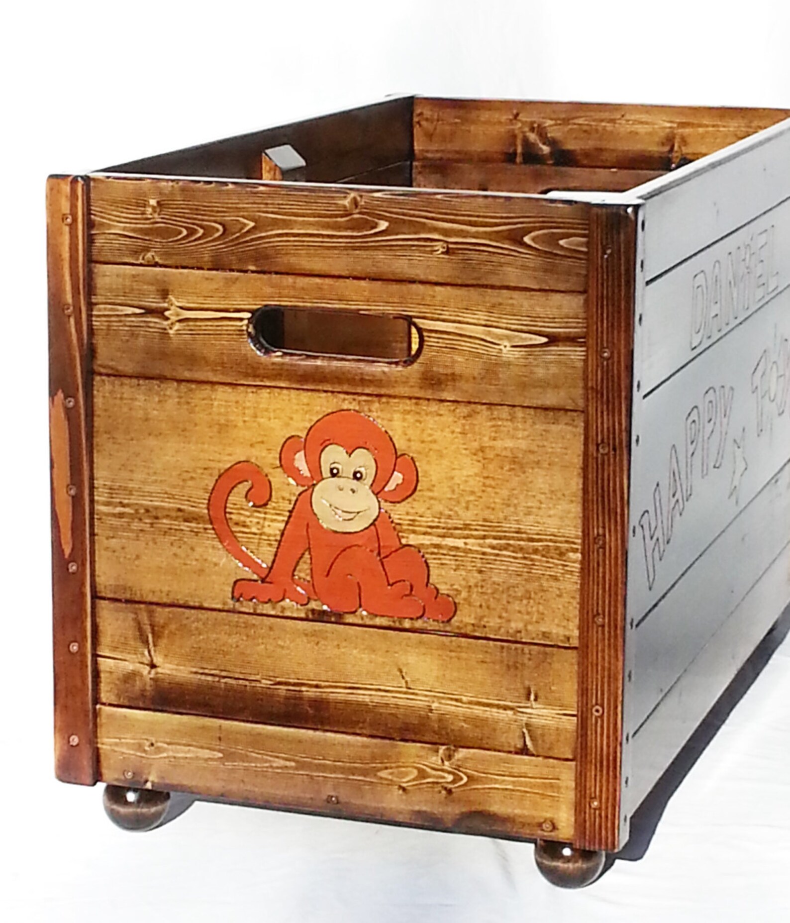 Happy Toy Box Engraved Solid Wood Toy Box Personalized Gift Etsy
