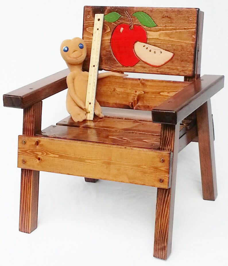 Kids Country Chair Childrens Outdoor Furniture Toddler Boy Girl Garden Or Patio Fruit Apple Or Farm Gift Engraved And Painted Wood