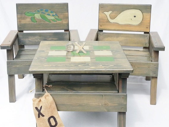 Kids Nautical Table And Chair Set Childrens Table Chairs Etsy