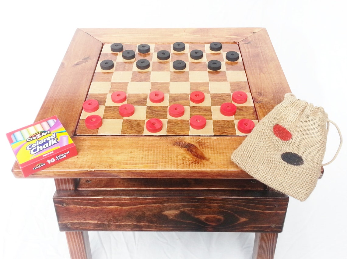 Children's Game Table Checkers / Chalkboard Reversible Etsy
