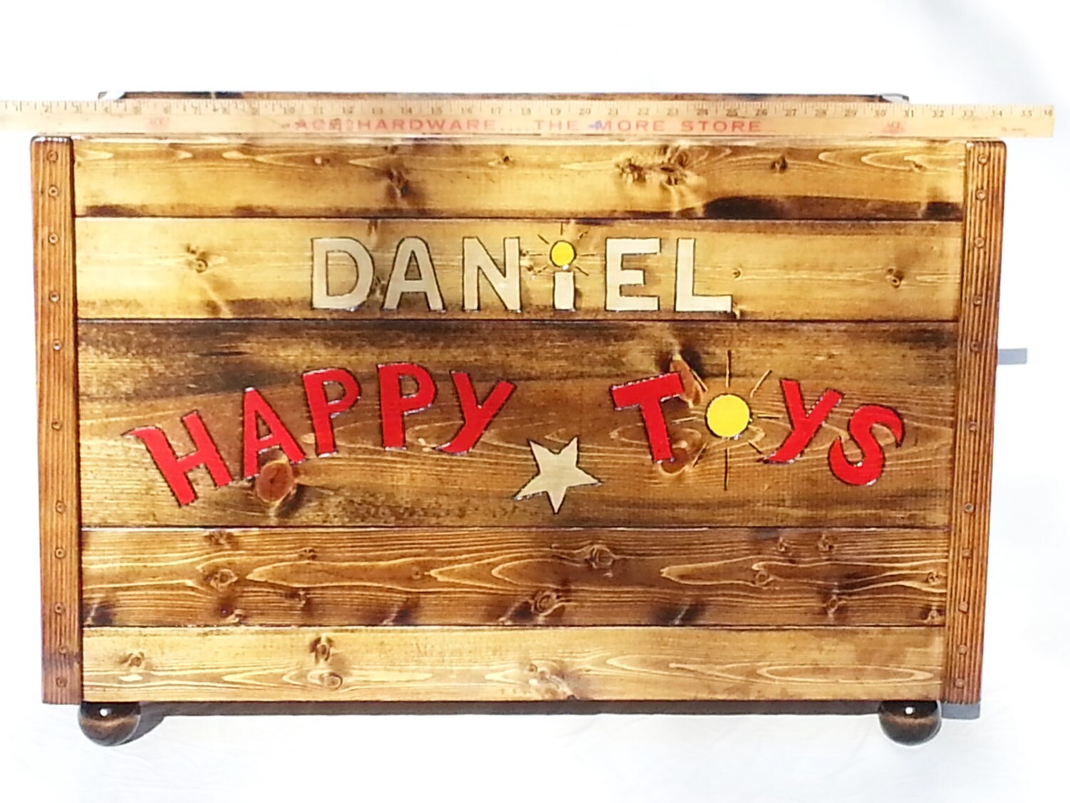Happy Toy Box Engraved Solid Wood Toy Box Personalized Gift Etsy