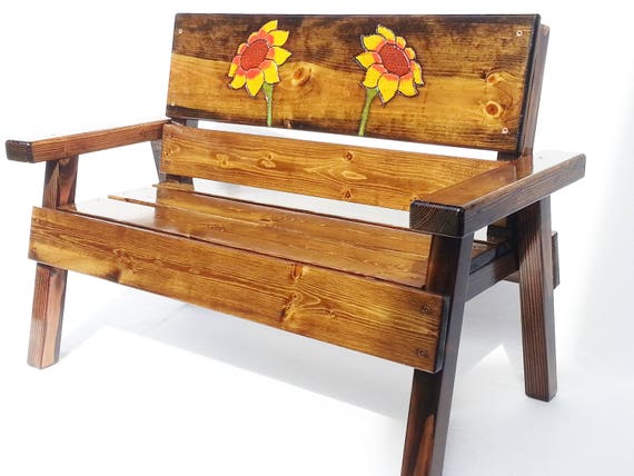 Kids Country Garden Wood Bench Childrens Indoor Outdoor Patio Etsy