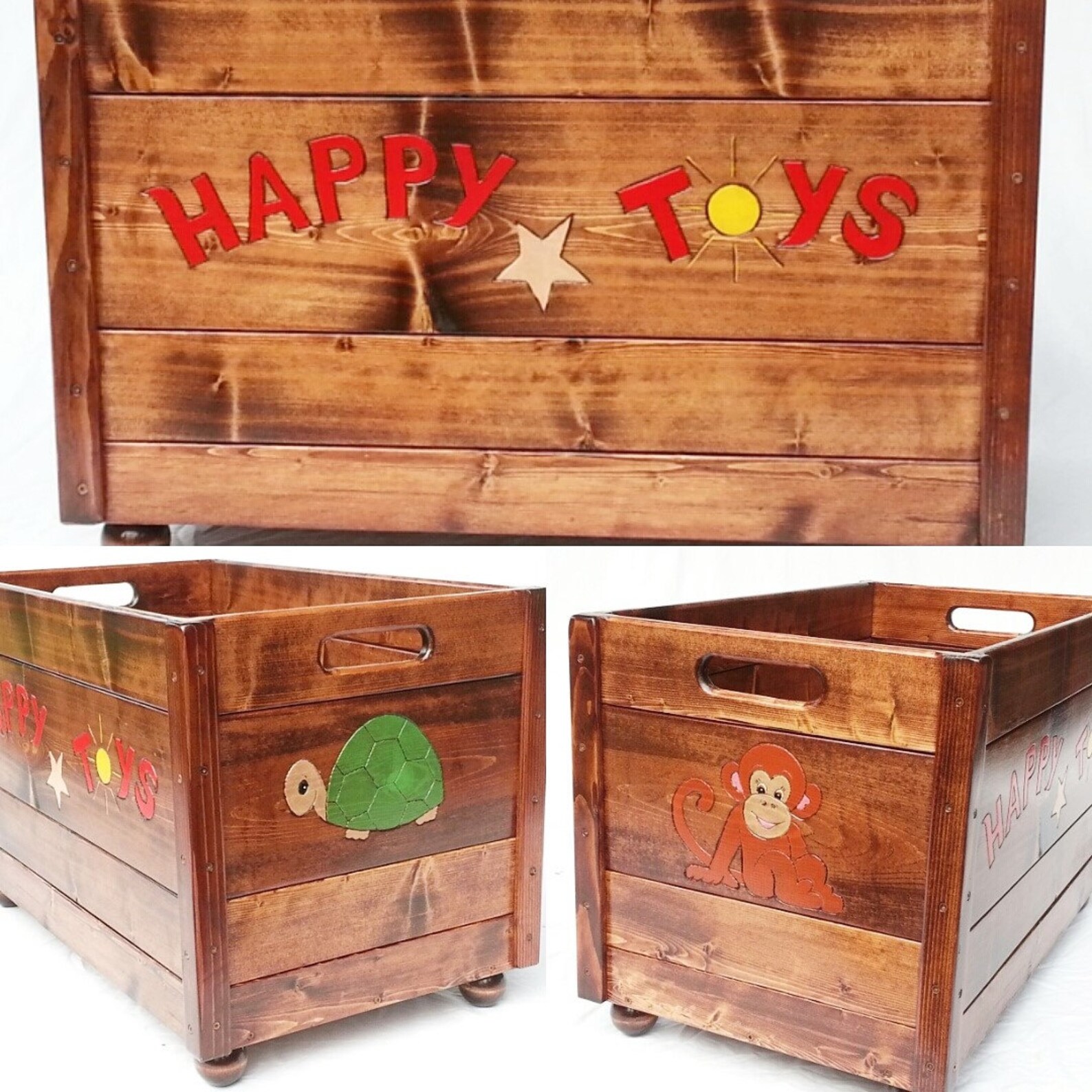 Toy Box Open Top Large Wood Storage Chest Kids Toddler Boy Etsy