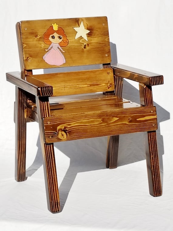 Childrens Wood Princess Chair, Kids Outdoor Furniture, Toddler+ Painted and Engraved Princess Shower Gift, Reclaimed Wood Childrens Wood Princess Chair, Kids Outdoor Furniture, Toddler+ Painted and Engraved Princess Shower Gift, Reclaimed Wood