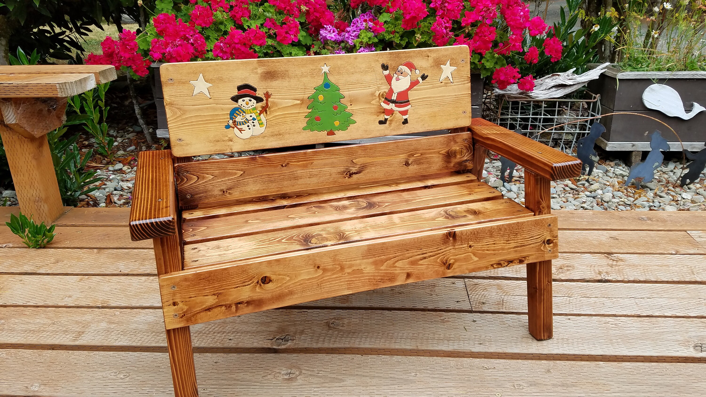 Christmas Decor Outdoor Bench for Children Heirloom Santa Etsy
