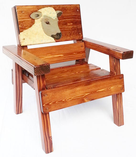 Kids Chair Indoor Outdoor Furniture Painted Engraved Folk Etsy