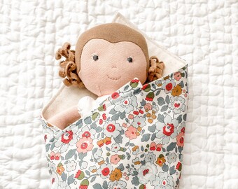 Liberty blue floral doll blanket
