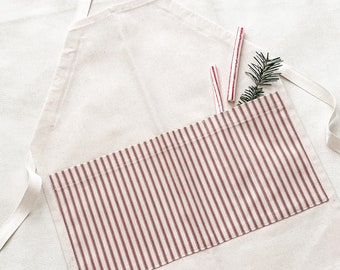 red striped chef apron