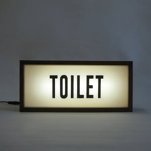 Toilet Light Box Sign, Retro Lighted Bathroom Signs, Handcrafted Wooden Lightbox, Hand Painted Signs, Illuminated Business Signage