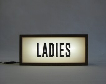 Ladies Handcrafted Wooden Light Box Sign, Restaurant Restroom Sign With Light, Bathroom Wall Decor Wall Lights, Hand Painted Signs