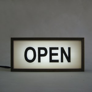 Open Wooden Lightbox Sign, Handcrafted Lighted Hand Painted Signs, Storefront Light Up Signage, Business Window Sign, 35 x 16 cm Light box