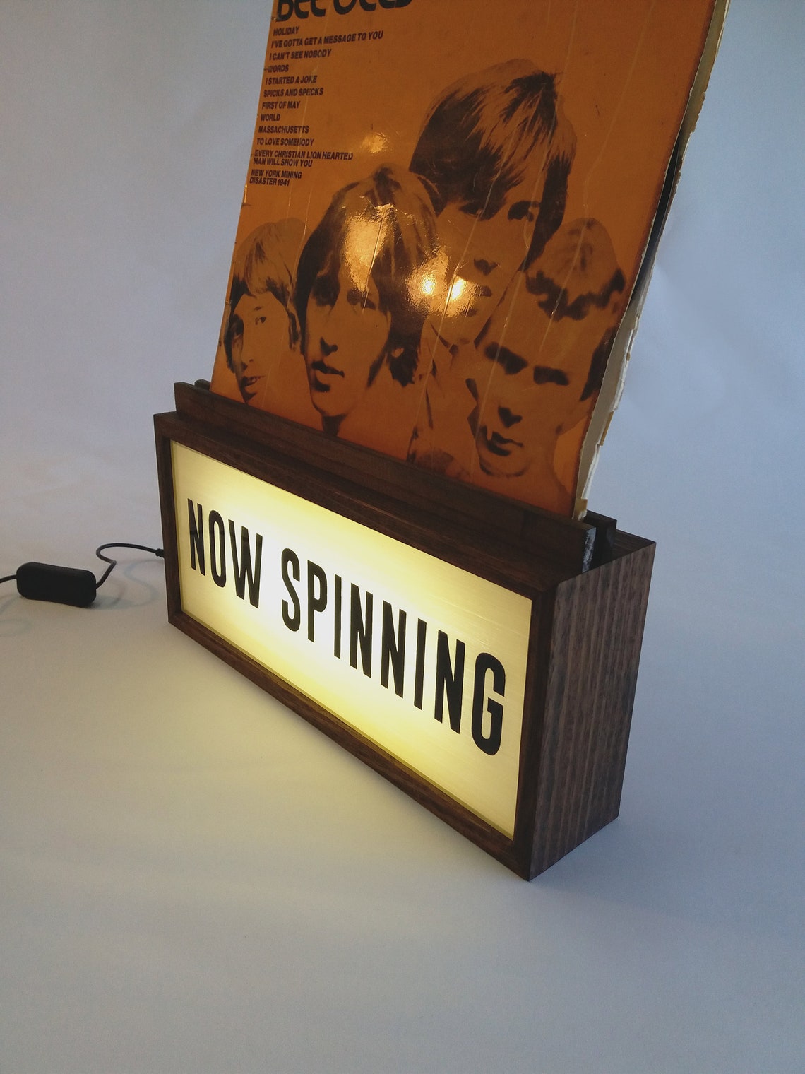 Light Box Record Sign Now Spinning Record Stand With Lightbox Sign, Hand-crafted Vinyl Record ...