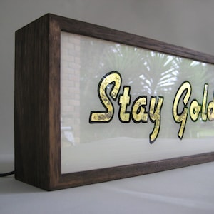 Illuminated STAY GOLD Gold Leaf Signs, Radiant Lighted Gold Gilded Signs, Retro Illuminated Sign, Artisan Handcrafted Light Box Signs Gift