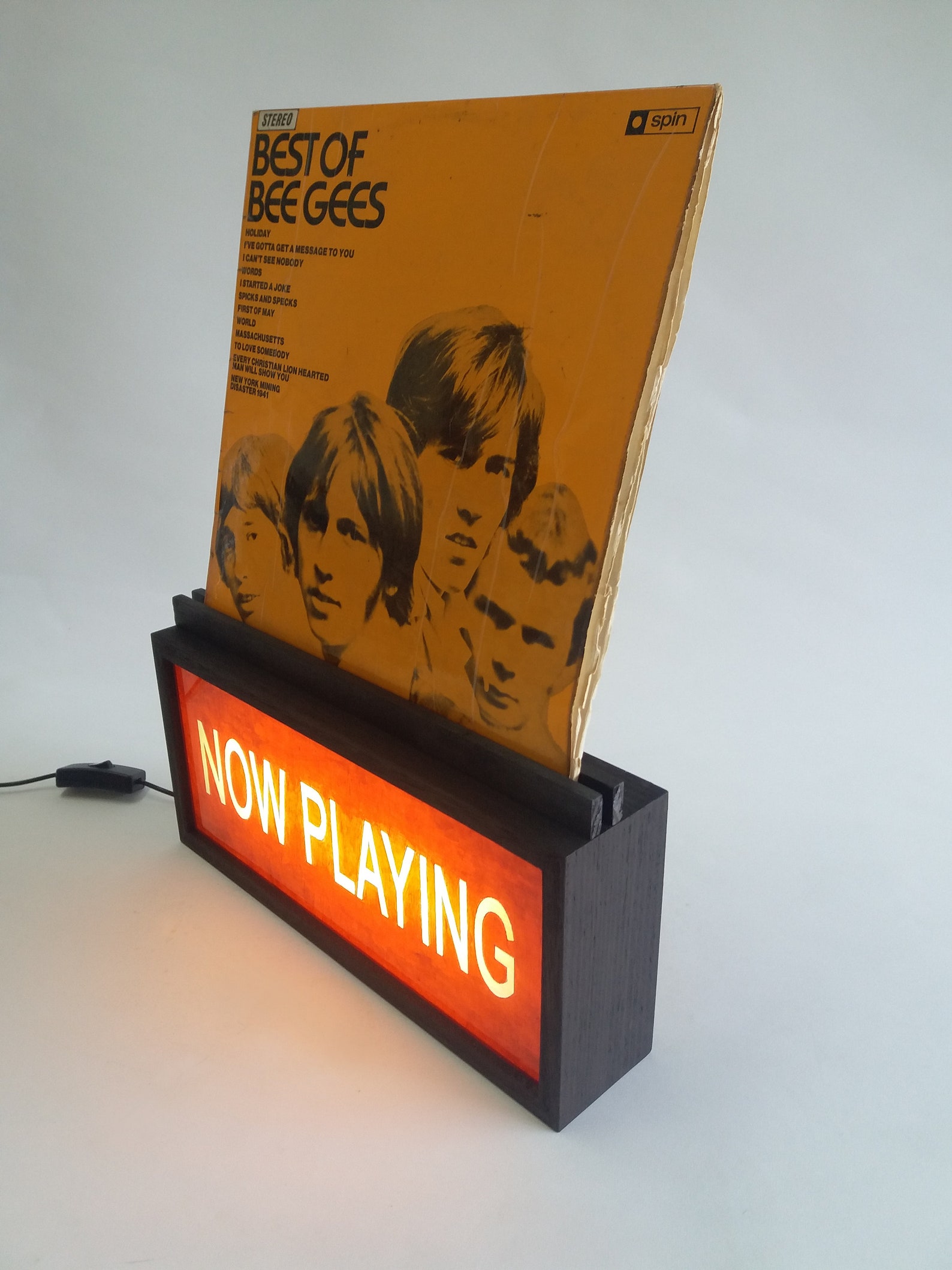 Light Box Record Sign NOW PLAYING Sign in Red, Vinyl Record Display Stand / Record Holder ...