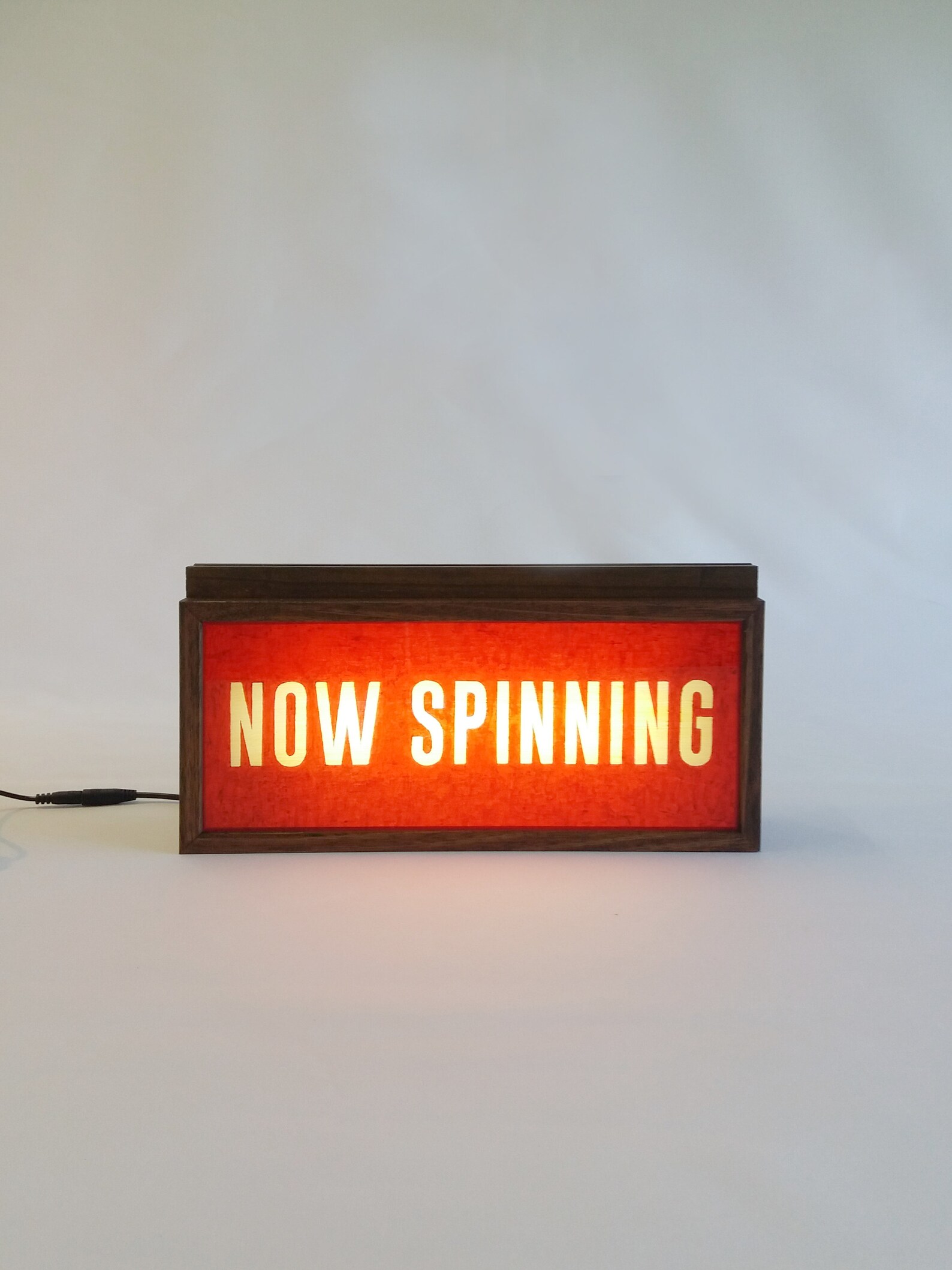 Light Box Record Sign Now Spinning Record Stand With Lightbox Sign in Red, Handmade Vinyl ...