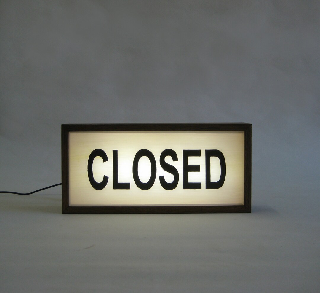 Closed Wooden Lightbox Sign, Handcrafted Lighted Hand Painted Signs ...