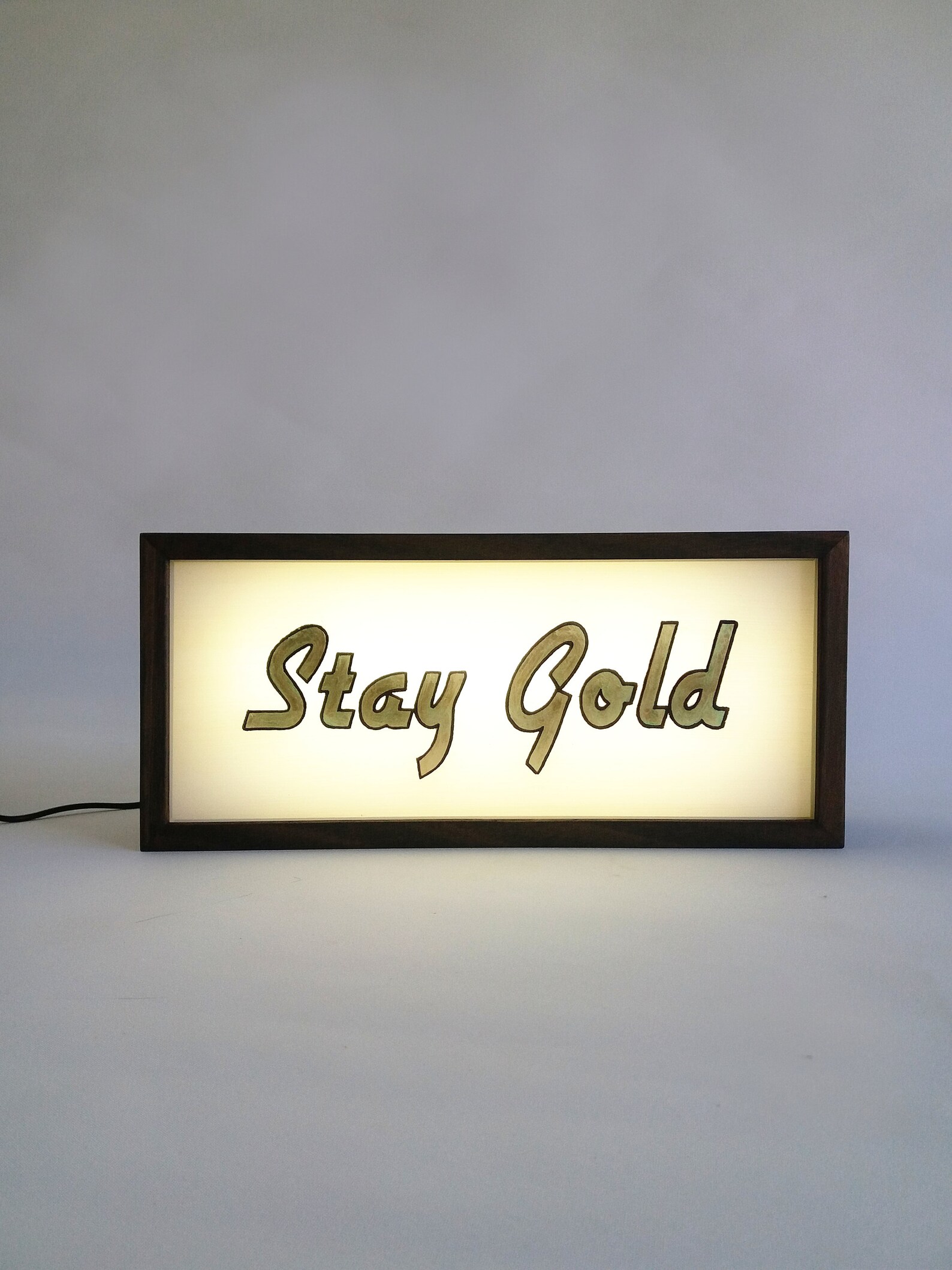 Illuminated STAY GOLD Gold Leaf Signs, Radiant Lighted Gold Gilded ...