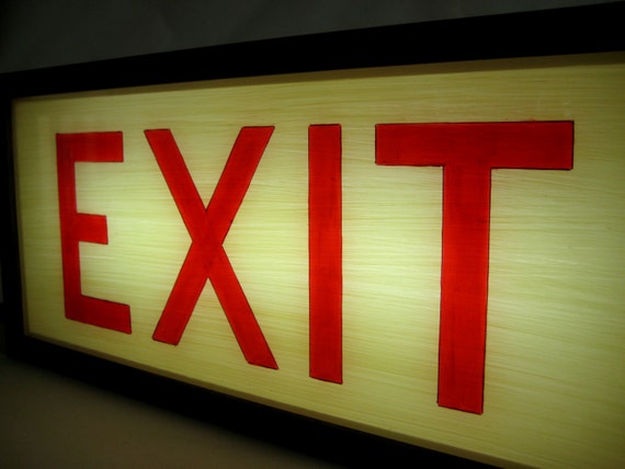 Lighted Exit Sign, Mid Century Modern Light up Sign, Handcrafted