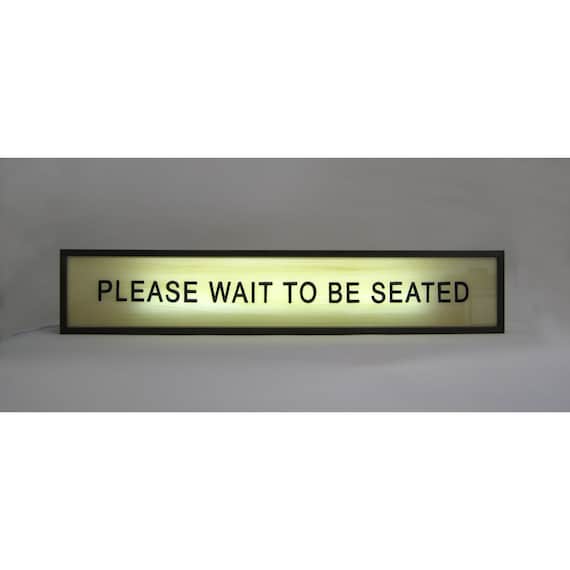 Please Wait To Be Seated, Restaurant Wooden Lightbox Sign, Handcrafted Lighted Hand Painted Signs, Light Up Signs, Classic Lights