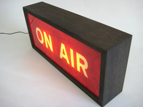 on air sign in red handcrafted wooden light box sign lighted etsy