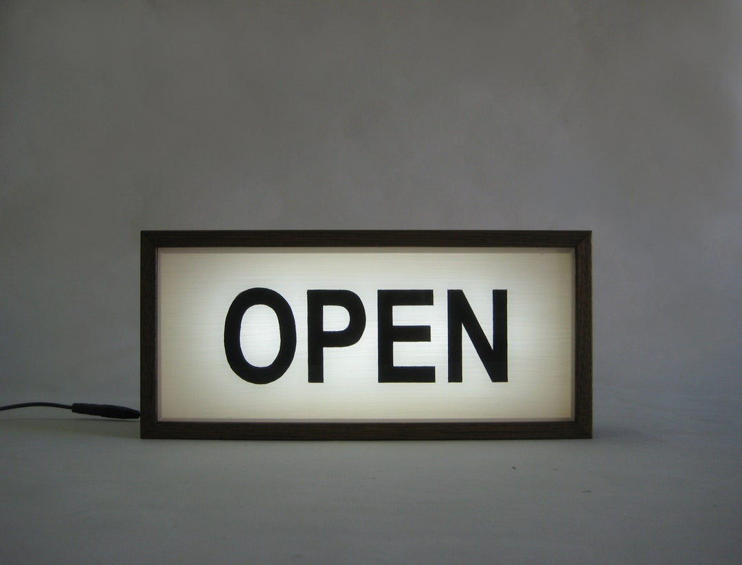 Open Wooden Lightbox Sign, Handcrafted Lighted Hand Painted Signs ...