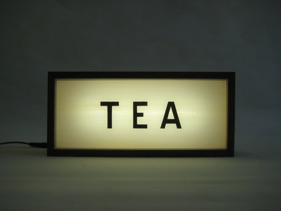 Illuminated Tea Sign Handcrafted Wooden Lightbox Hand Painted Signs, Great for Coffee Shop Decor, Home Kitchen Decor or Gifts For Tea Lovers