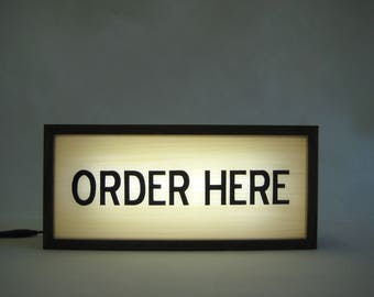 ORDER HERE Signs, Handcrafted Wooden Light Box Hand Painted Signs, Light Up Sign for Coffee Shop Decor