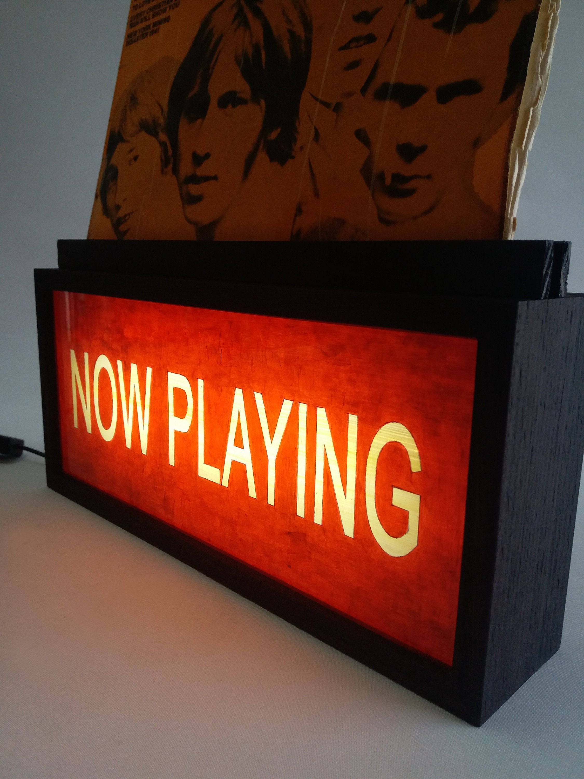 NOW PLAYING Sign in Red, Vinyl Record Display Stand / Record Holder ...
