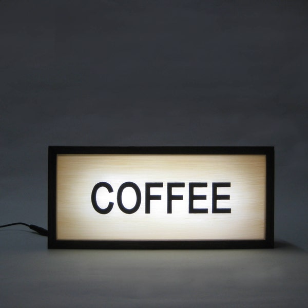 Lighted Coffee Sign, Handcrafted Wooden Light Box Sign for Rustic Cafe Decor, Retro Business Signage, Gift for Husband, Coffee Lover