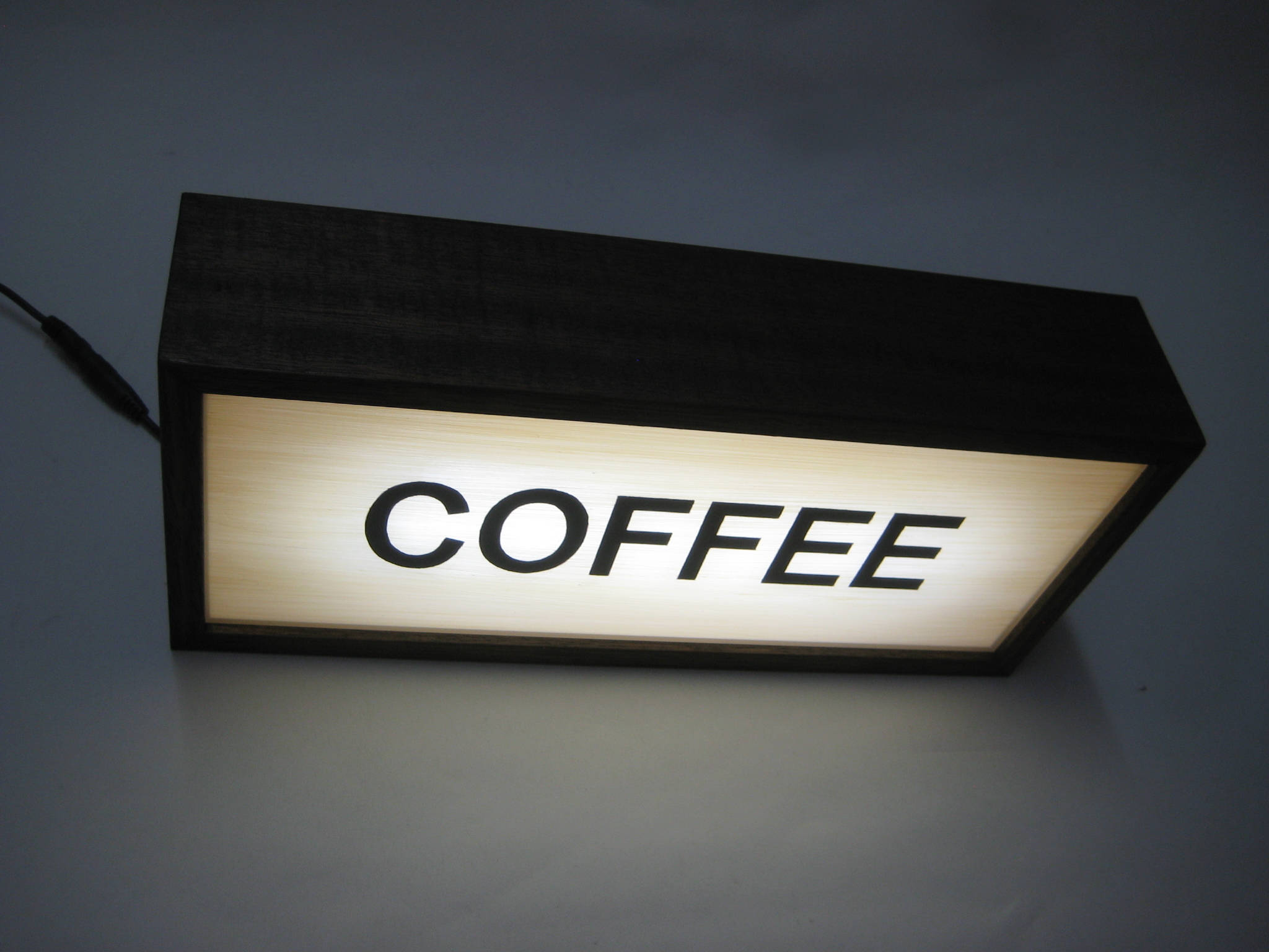 Ash Wood 50cm LED Light Box Sign USB powered 24 COFFEE & TEA 