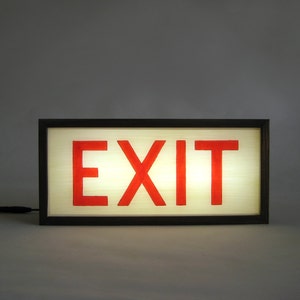 Lighted Exit Sign, Mid Century Modern Light Up Sign, Handcrafted Wooden Light Box with Hand Painted Signs, Tasmanian Oak Frame
