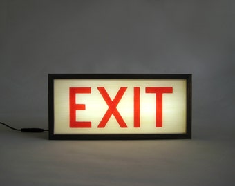 Lighted Exit Sign, Mid Century Modern Light up Sign, Handcrafted