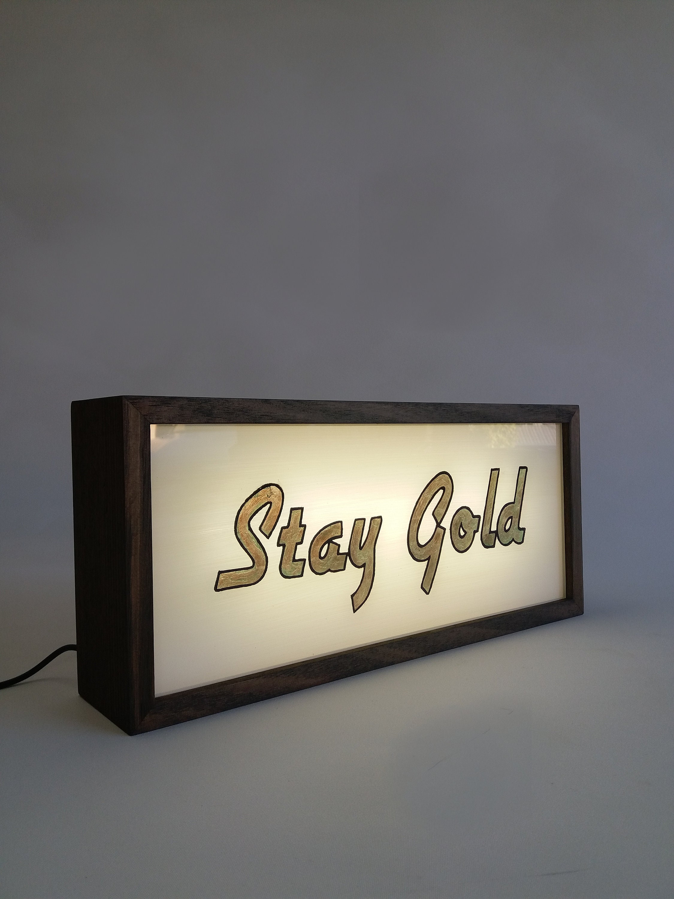 Illuminated STAY GOLD Gold Leaf Signs, Radiant Lighted Gold Gilded ...