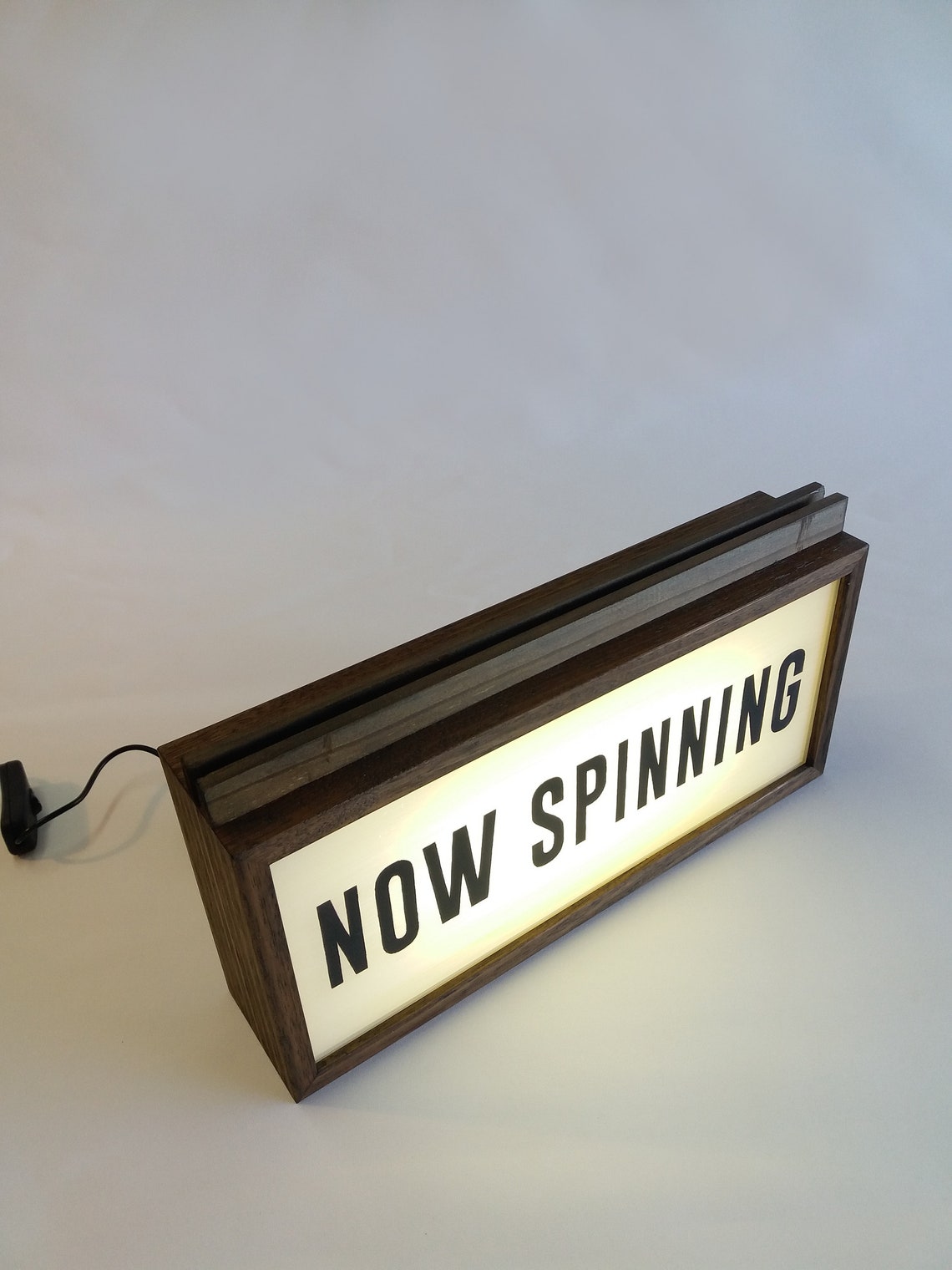 Light Box Record Sign Now Spinning Record Stand With Lightbox Sign, Hand-crafted Vinyl Record ...