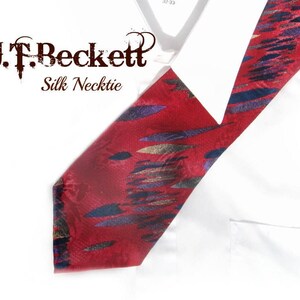 red tie silk tie vintage necktie, wide tie, designer tie, suit necktie, office tie, gift for him, T 69 image 1