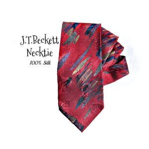 red tie silk tie vintage necktie, wide tie, designer tie, suit necktie, office tie, gift for him, T 69 image 5