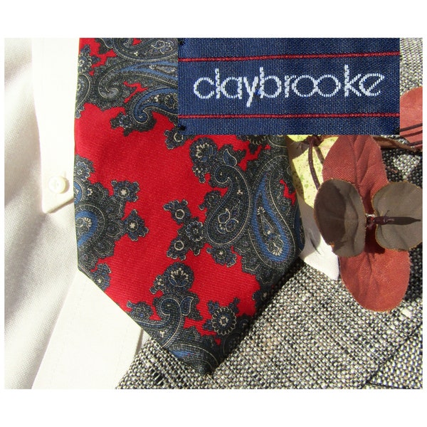 Vintage Red Paisley Neck Tie -Men's Neckwear  necktie , silk Paisley Tie -Designer unique cool necktie - office attire  accessories # T 9