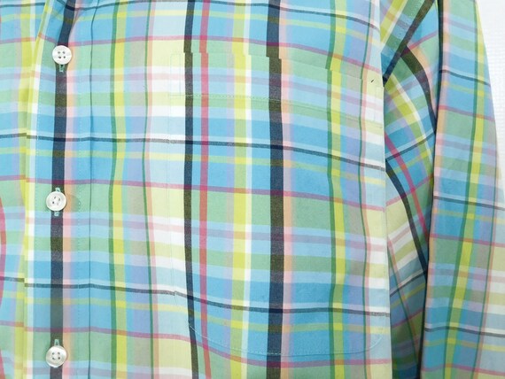 Vintage Plaid Dress Shirt Men -long sleeve shirt … - image 2