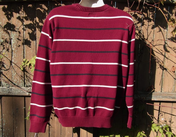 Vintage burgundy sweater men, casual streetwear s… - image 2