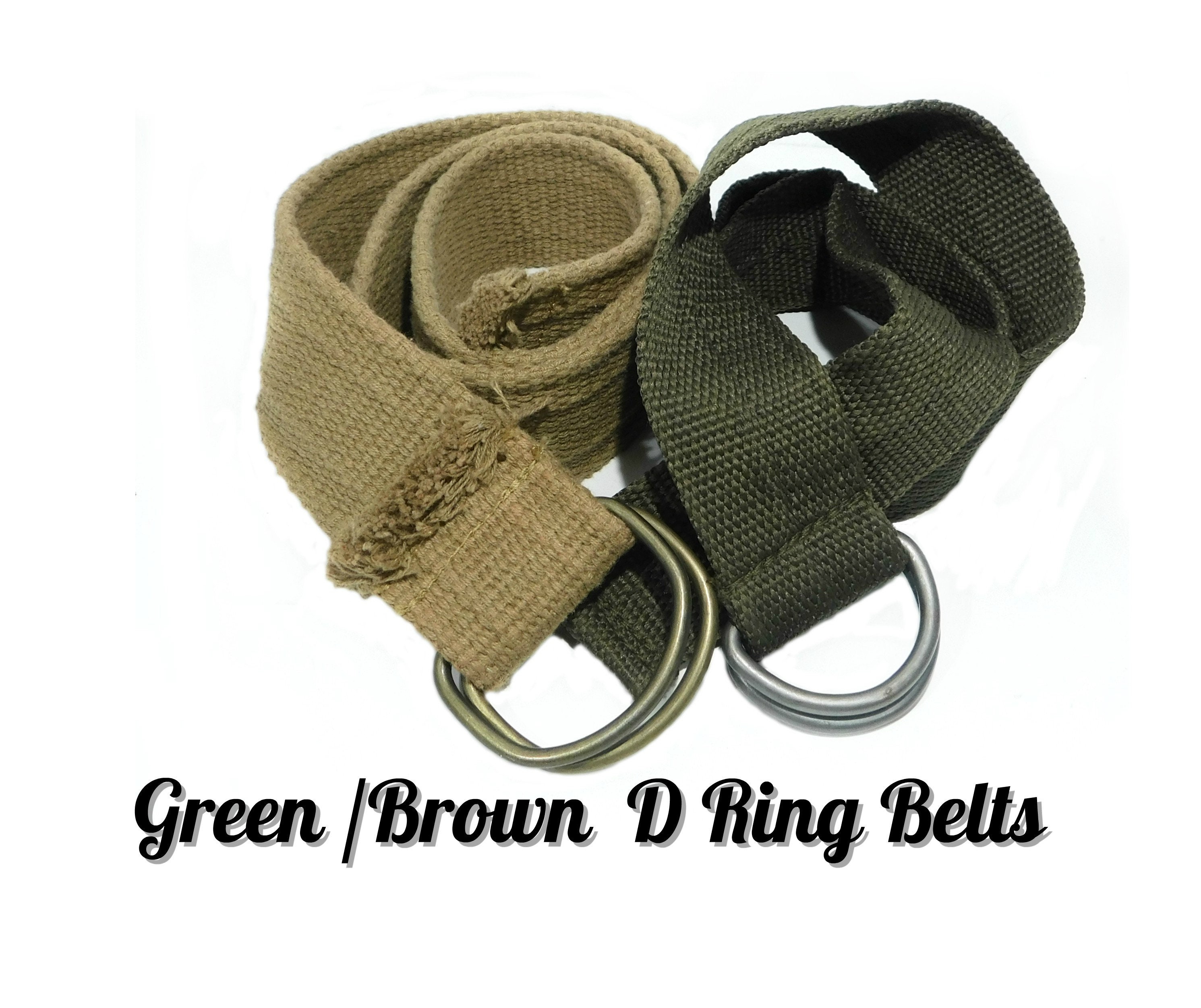 intelligentie Koopje Vertolking Bruine canvas riem Groene canvas riem gordel D ring 2 - Etsy België