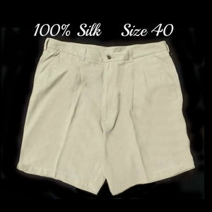 Tan golf shorts men -size 40 shorts men - vintage Haggar shorts men , casual shorts tan, men&#39;s tan shorts - 100% silk - # 55
