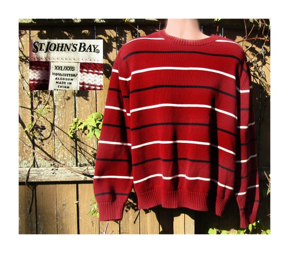 Vintage burgundy sweater men, casual streetwear s… - image 1