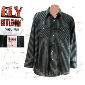 Vintage western shirt men, Snap Button  Cowboy shirt,  men&#39;s black shirt, Long sleeve shirt,  size 3X Large,   # 17