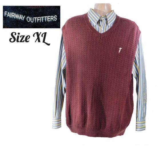 rand spoor onderschrift Vintage Burgundy Sweater Vest Men V Neck Preppy Vest grandpa - Etsy