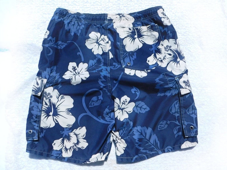 Beach shorts men floral swim shorts blue swim trunks, blue swim shorts, men's summer shorts, Size M 32 to 36 waist, 19 image 6